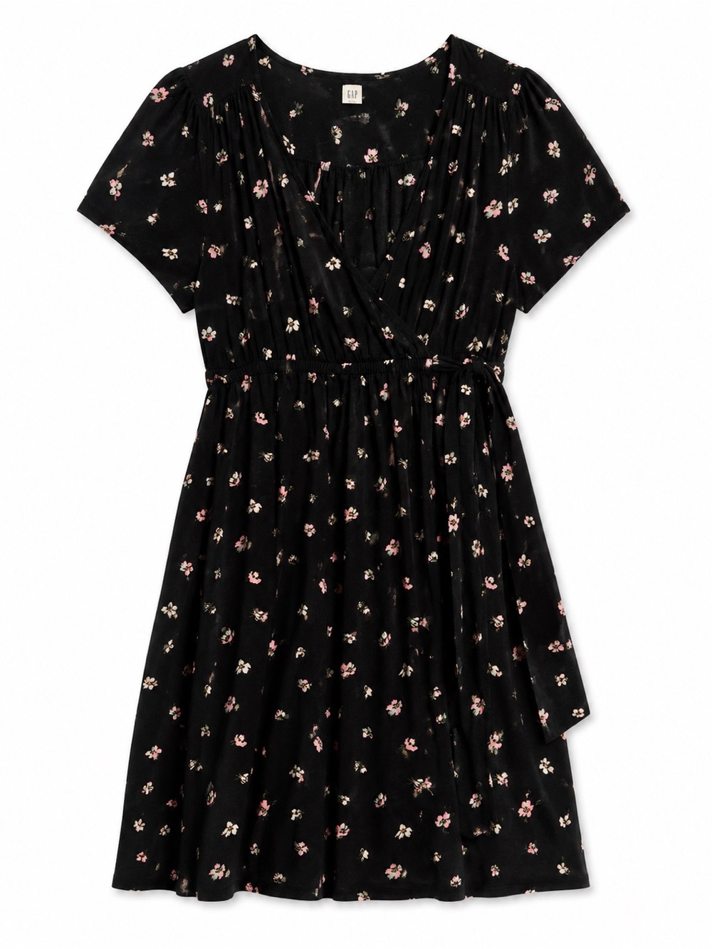 Gap Maternity Black Floral Smocked Waist Midi Dress Size Small - Picture 1 of 8